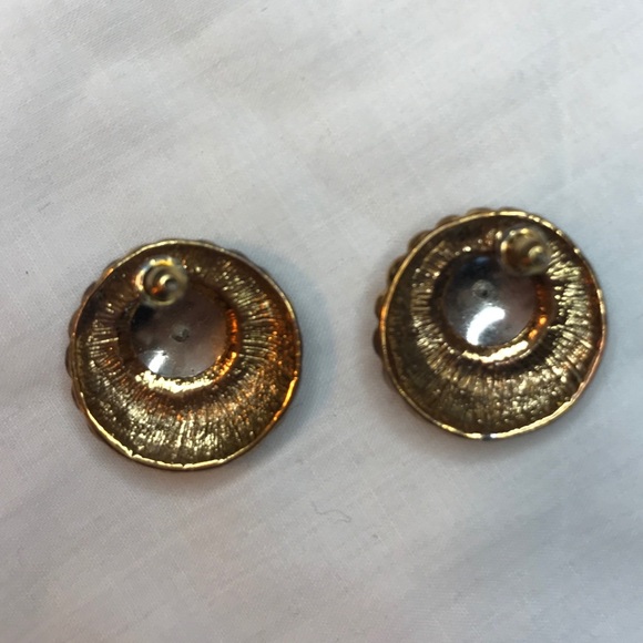 Unique Stud Earrings w Silver and Gold Tint Edges - Picture 5 of 6